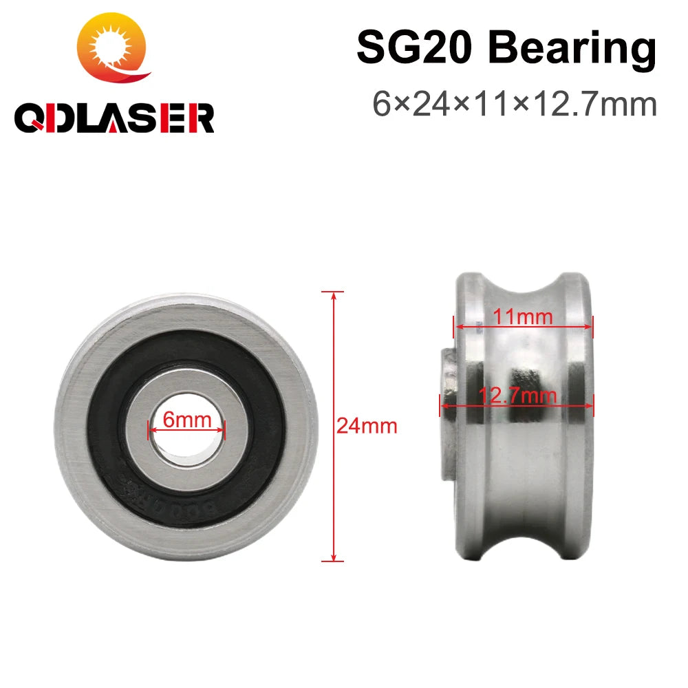 QDLASER 5 Pcs Bearings SG10 SG15 SG20 SG25 Groove Ball Bearings for CO2 Laser Engraving Cutting Machine