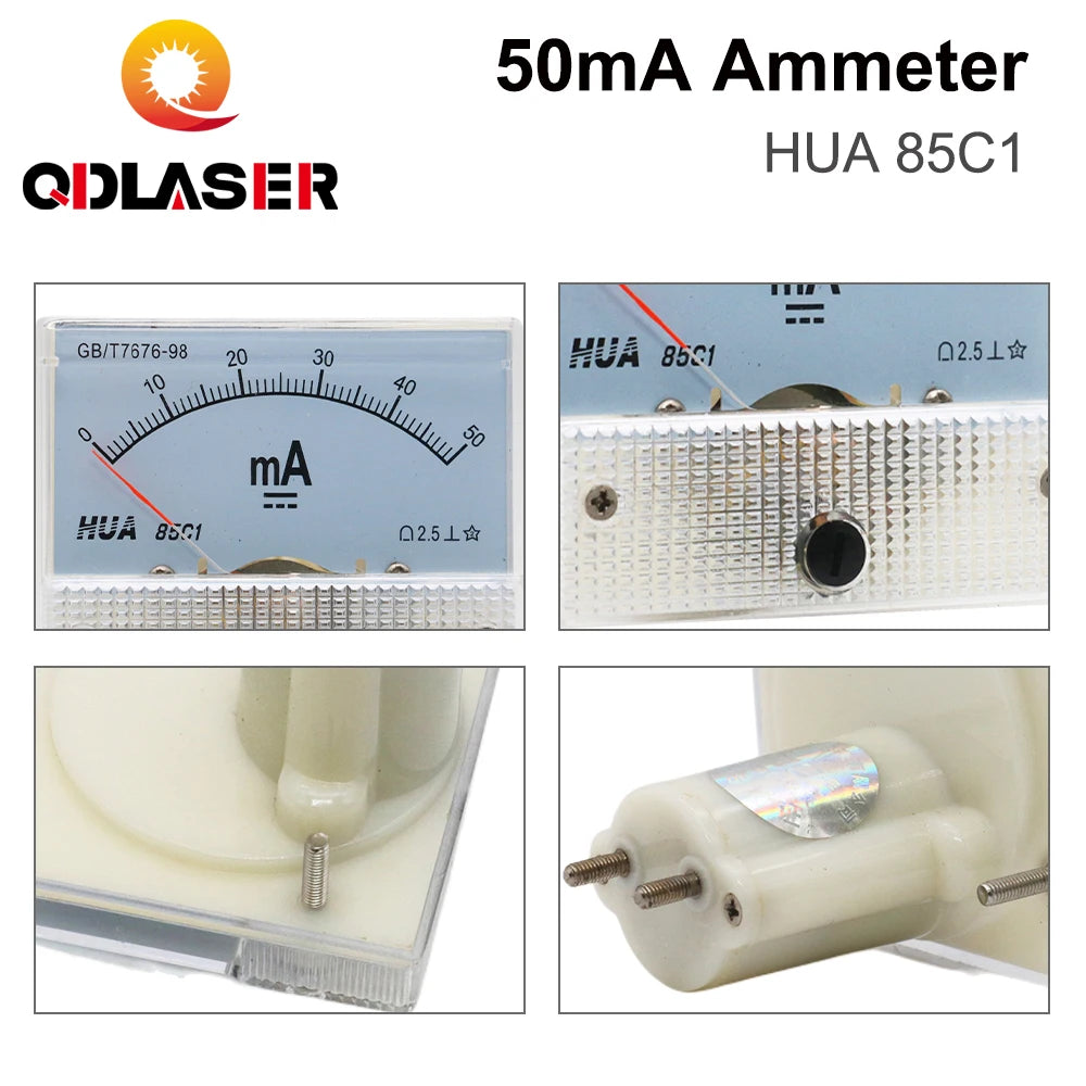 QDLASER HUA Ammeter 50mA 85C1 DC Current Voltage Meters Analog Amp Panel Meter Current for CO2 Laser Engraving Cutting Machine