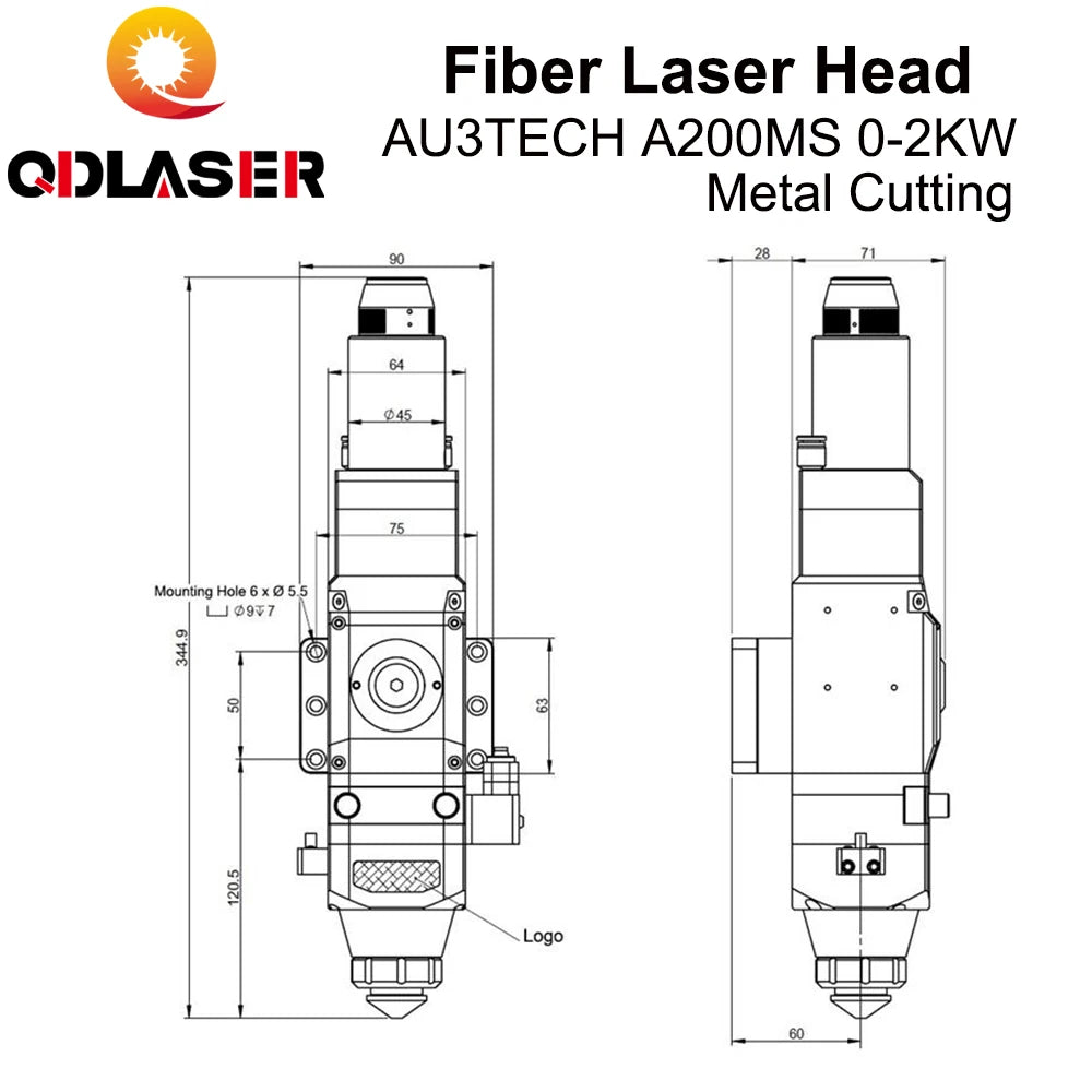 QDLASER AU3TECH 0-2KW Automatic Focusing Laser Head A200MS Autofous Laser Cutting Head