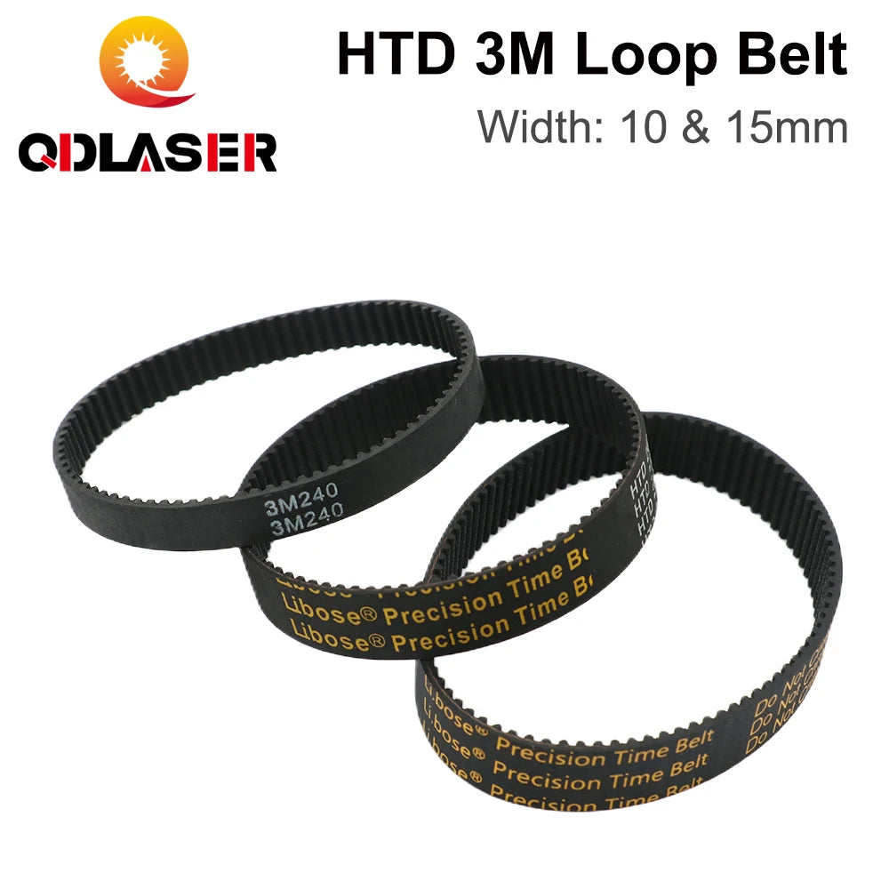 QDLASER HTD 3M Loop Belt Width 10&15mm Belt Rubber Timing Belt Various Transmission for CO2 Laser Engraving Machine / 3D Printer