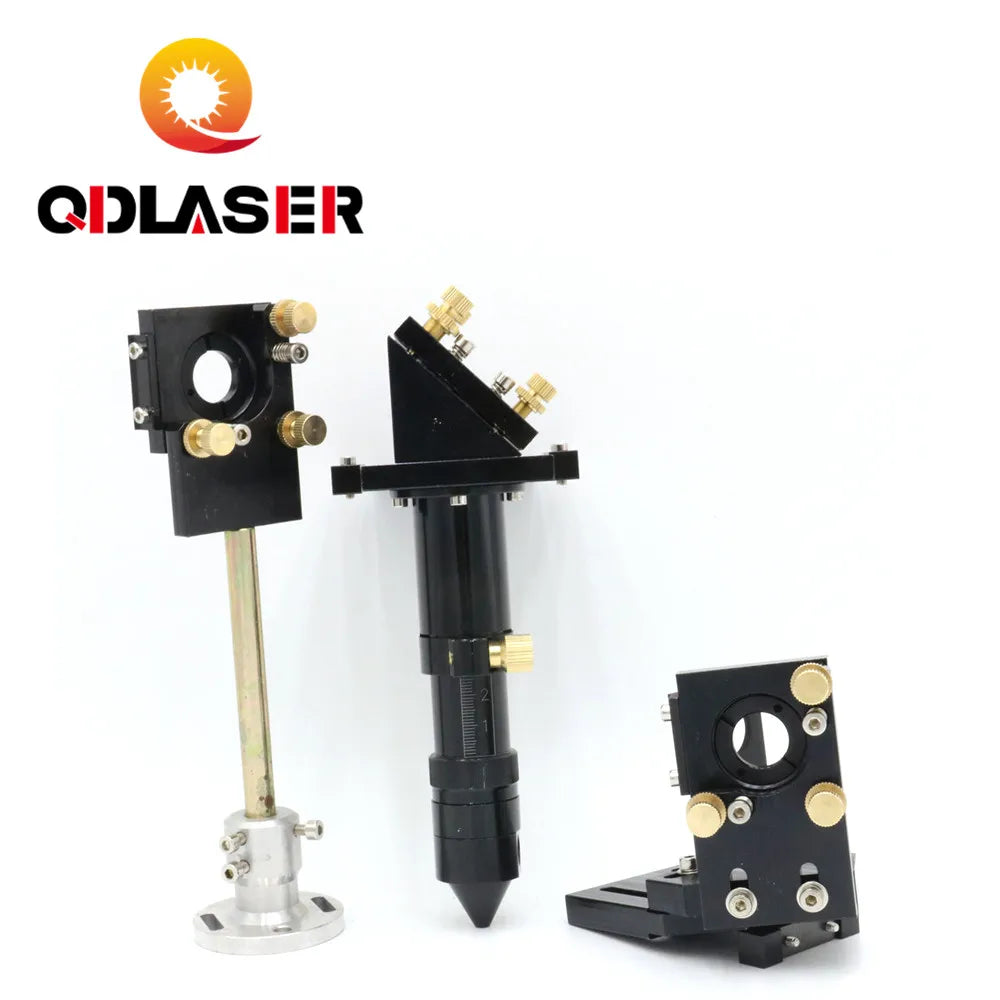 QDLASER Laser Parts E Series Black Co2 Laser Head Set with Laser Mirrors Mount Support