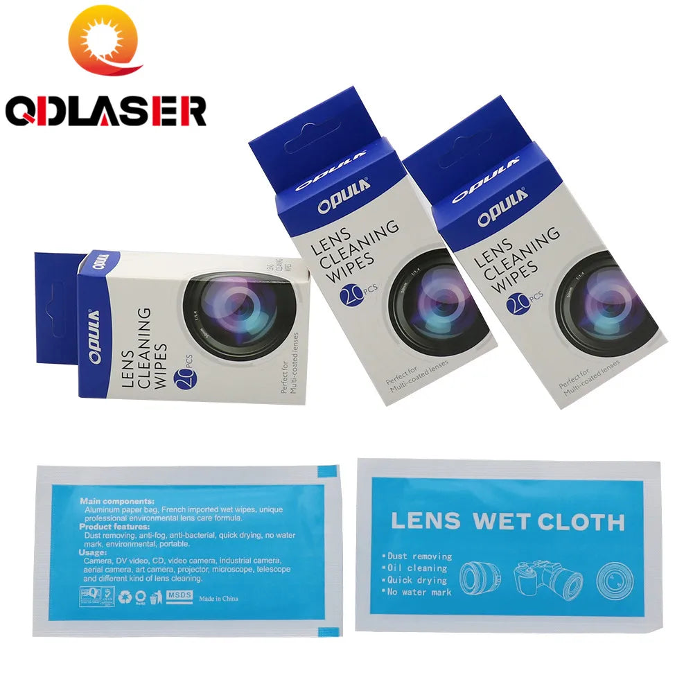 QDLASER Lens cleaning wipes Suitable for multi-layer coated lenses for 10.6um CO2 and 1064nm Fiber Laser Lenses mirror 20 Pcs