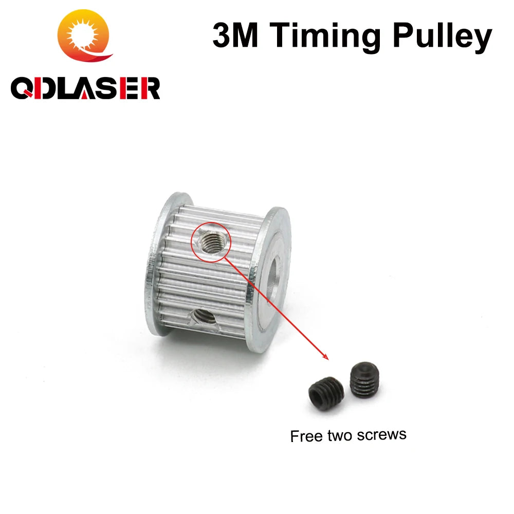 QDLASER CO2 Laser Metal Parts Synchronous HTD 3M Gear Pulley 20/24Teeth 6.35/8/12mm for DIY CO2 Laser Engraving Cutting Machine