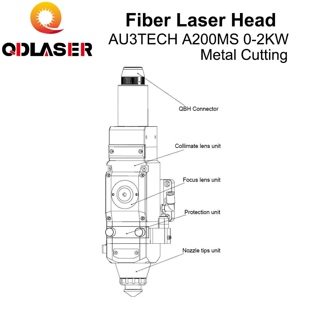 QDLASER AU3TECH 0-2KW Automatic Focusing Laser Head A200MS Autofous Laser Cutting Head