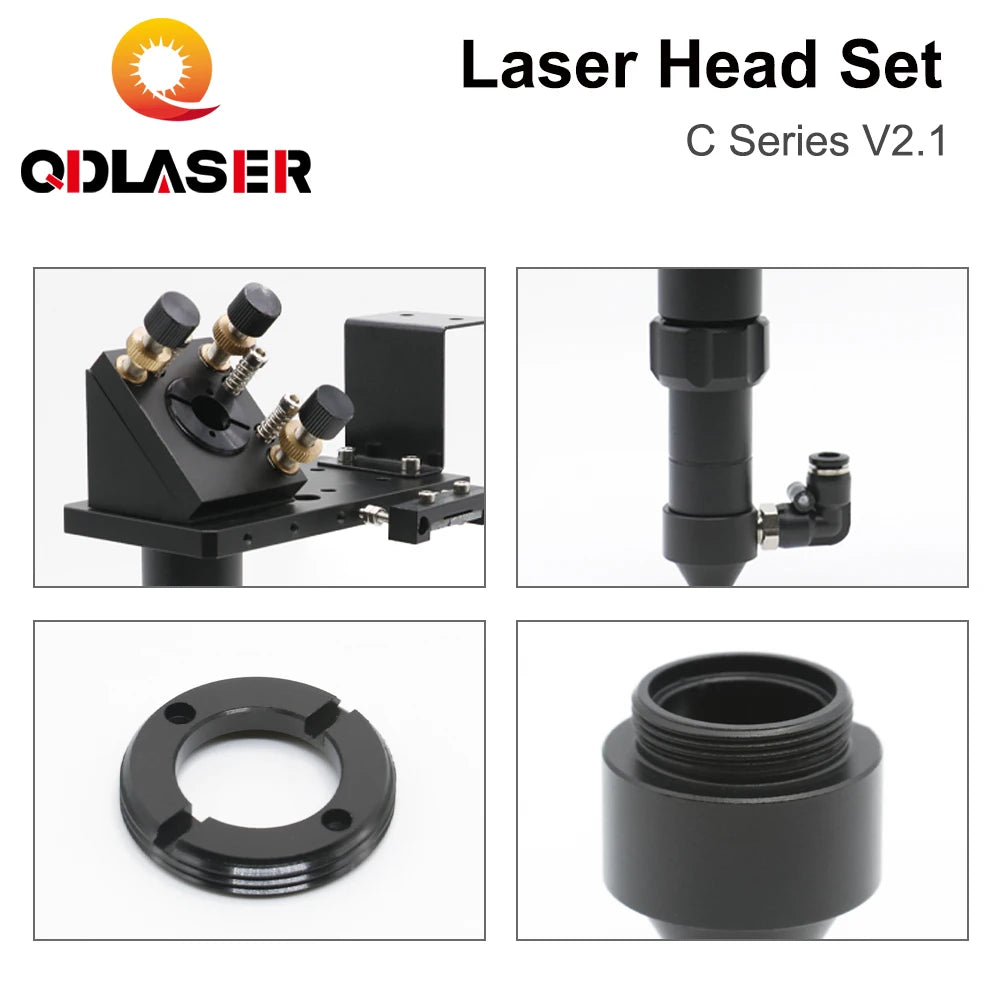QDLASER C Series CO2 Laser Head Set Lens Integrative Mount Dia25 Mirror D18 FL38.1 D20FL50.8/63.5/101.6mm for Laser Cutting