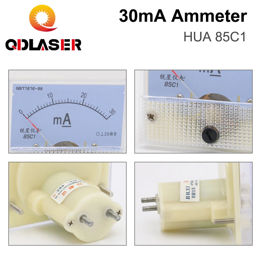 QDLASER HUA 85C1 DC 30mA Ammeter Current Voltage Meters Analog Amp Panel Meter for CO2 Laser Engraving and Cutting Machine"