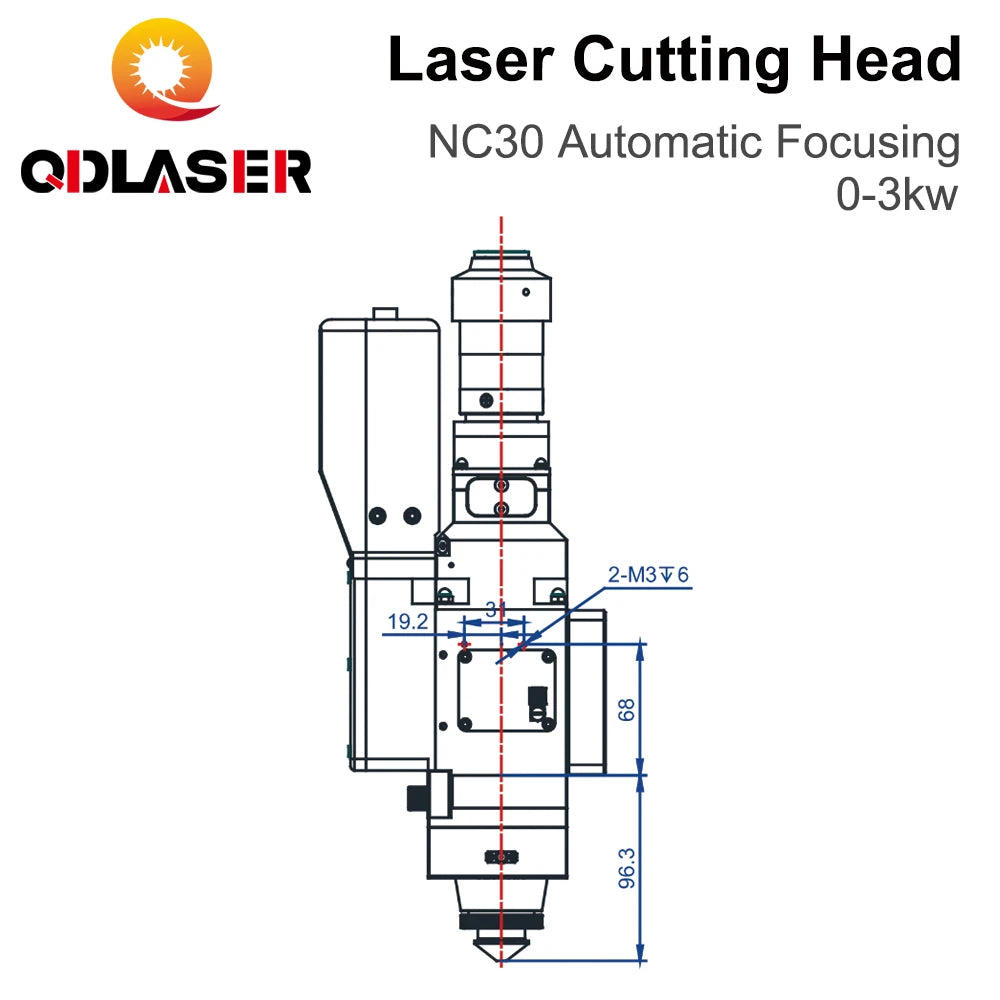 QDLASER WSX NC30 Fiber Laser Cutting Head 0-3KW Automatic Focusing Max Laser Power 3000W QBH for Metal Cutting