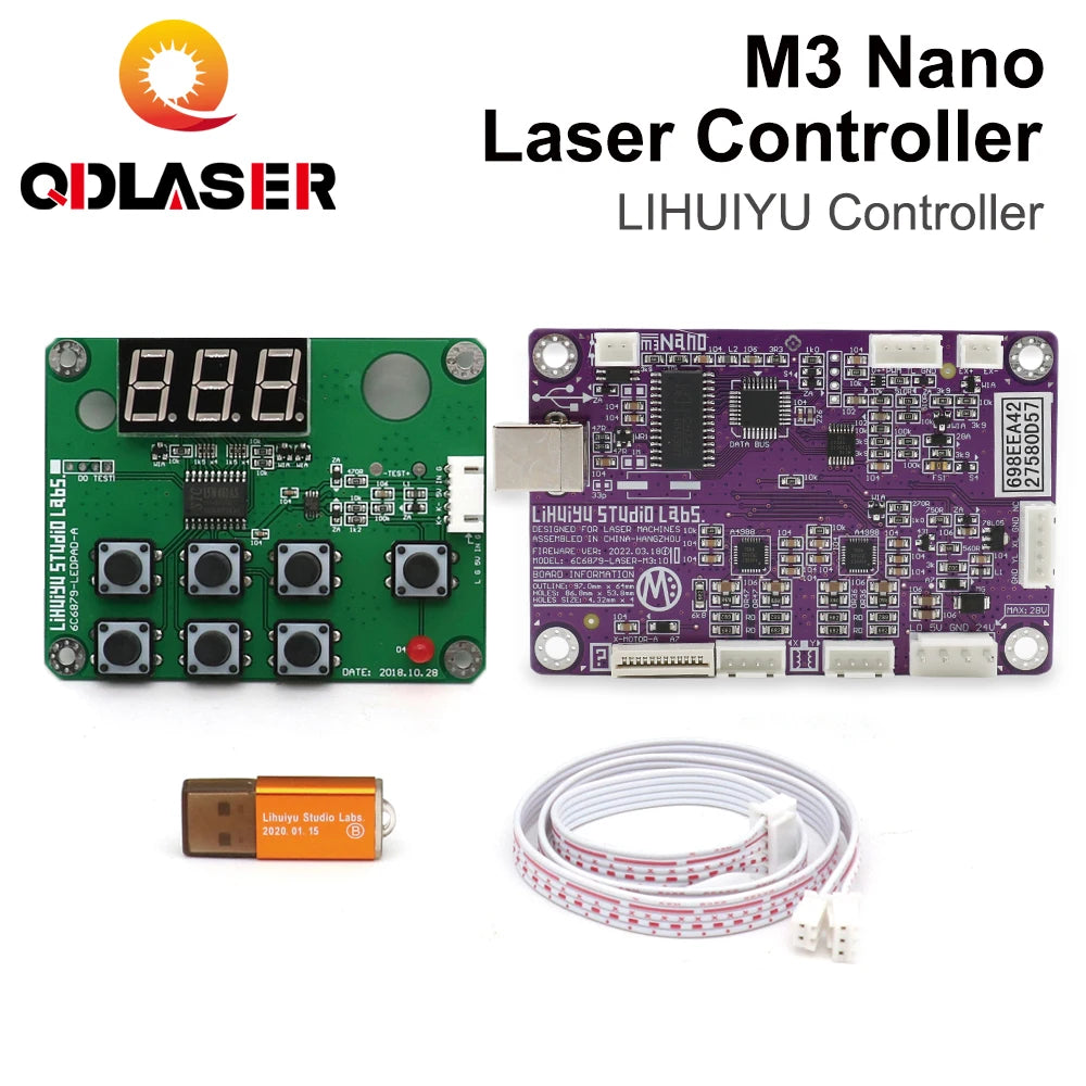 QDLASER LIHUIYU M3 Nano Laser Control Panel + Controller Mother Main Board + Dongle B System Engraver Cutter for K40 Machine