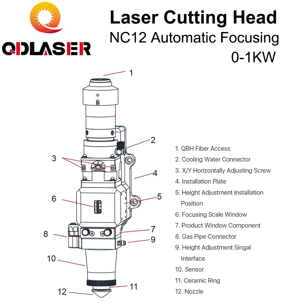 QDLASER WSX NC12 1000W 0-1KW Automatic Focusing Fiber Laser Cutting Head