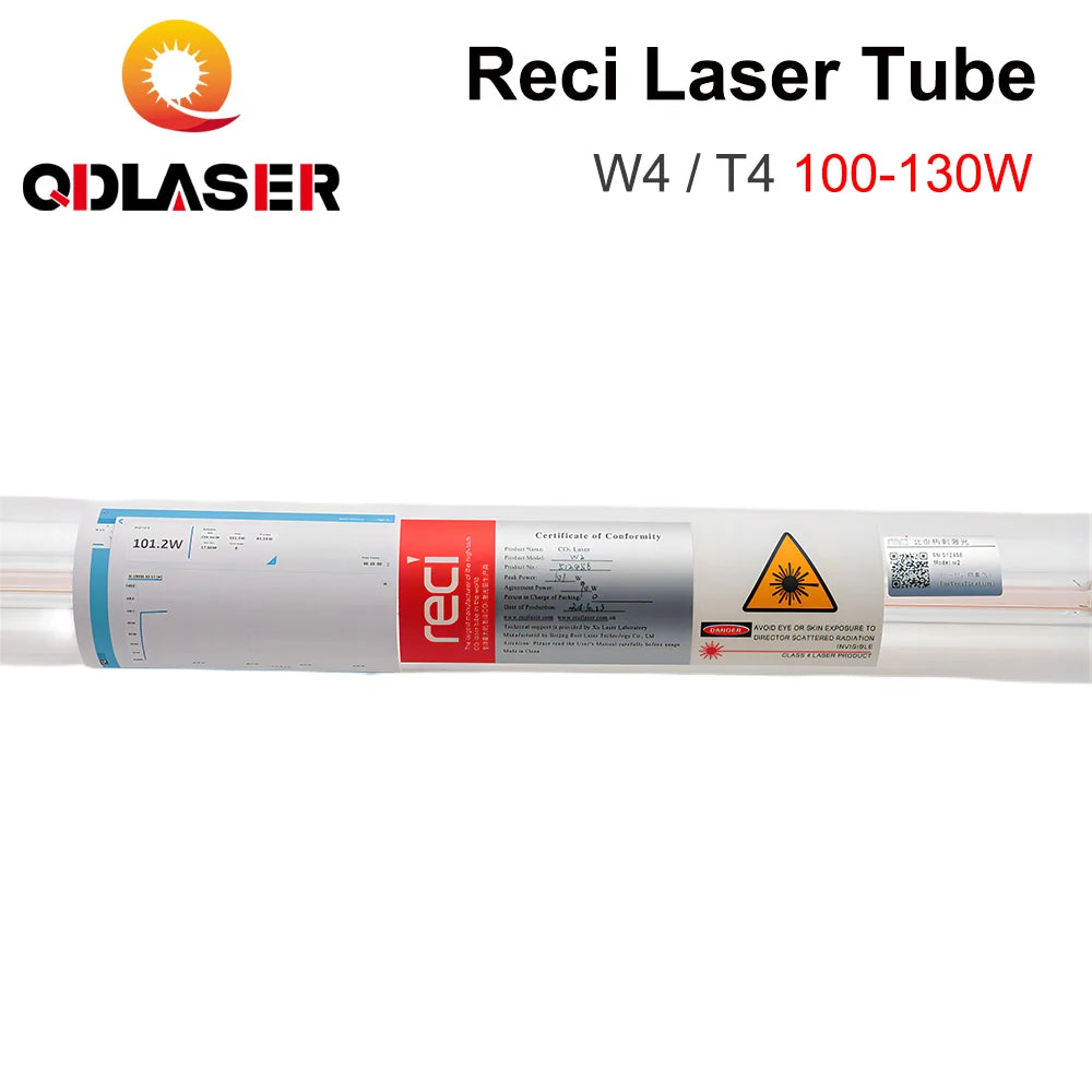 QDLASER Reci W4/T4 100-130W CO2 Laser Tube Diameter 80mm/65mm  for Co2 Laser Engraving and Cutting Machine S4 Z4