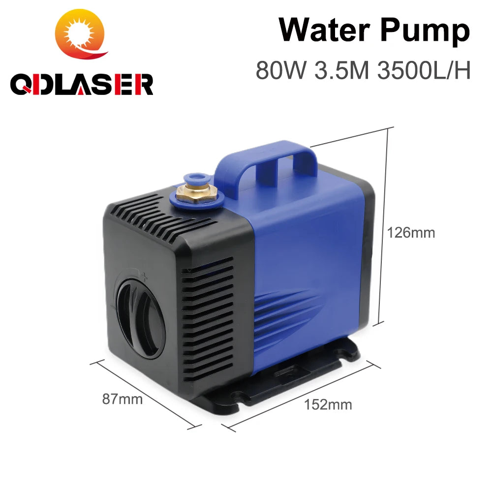 QDLASER 80W Submersible Water Pump 3.5M 3500L/H IPX8 AC 220V ~ 240V Voltage for CO2 Laser Engraving and Cutting Machine