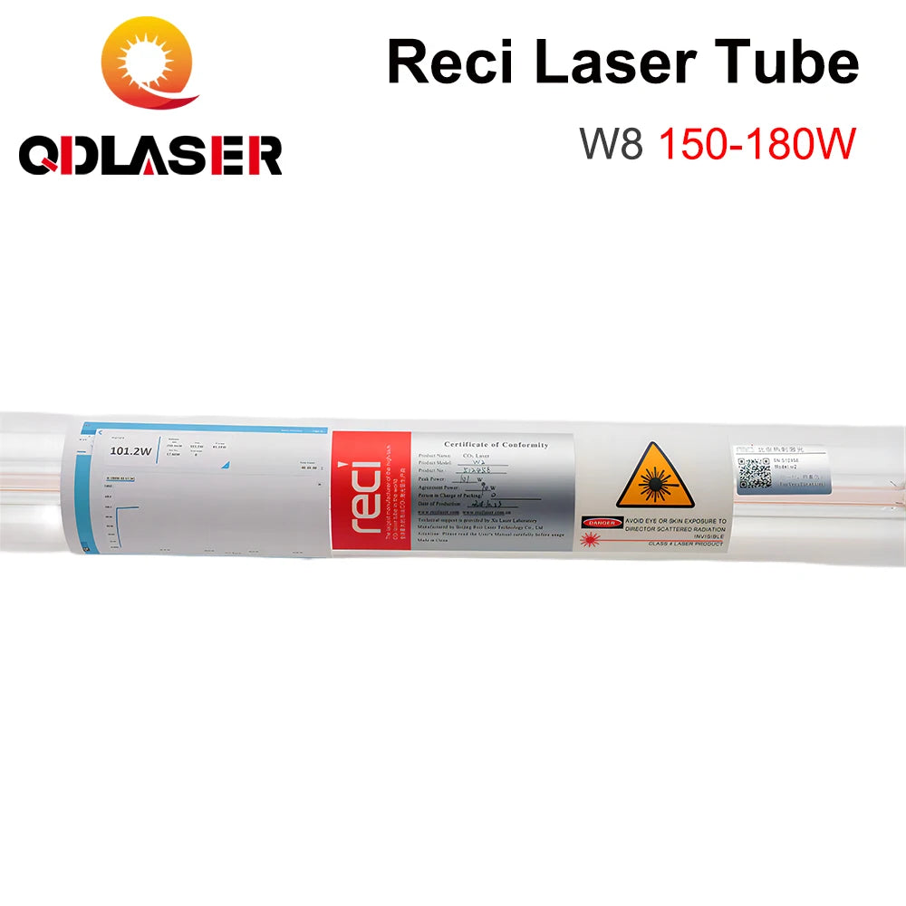 QDLASER Reci W8 150-180W CO2 Laser Tube Length 1850mm Diameter 90mm for CO2 Laser Engraving and Cutting Machine S8 Z8"