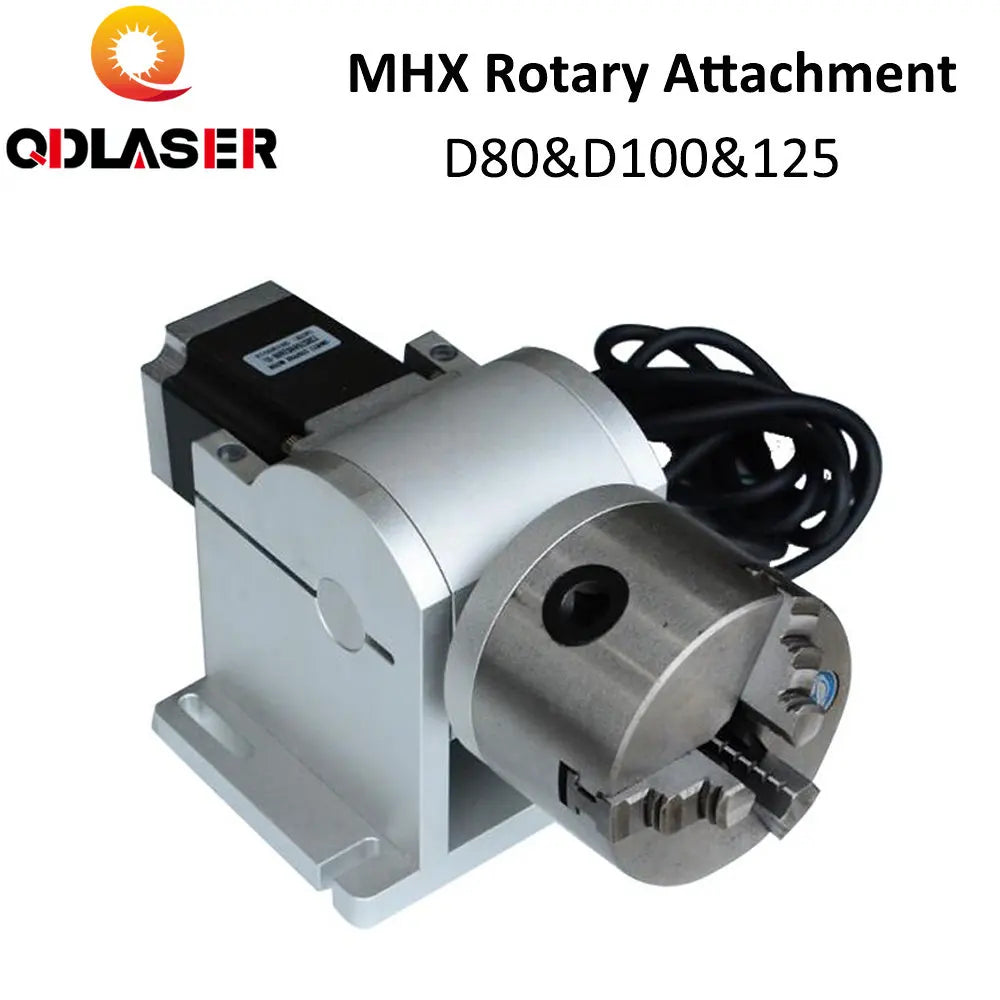 QDLASER Rotary Engraving Attachment with Chucks Max Dia.80mm&100mm&125mm for Laser Marking Machine