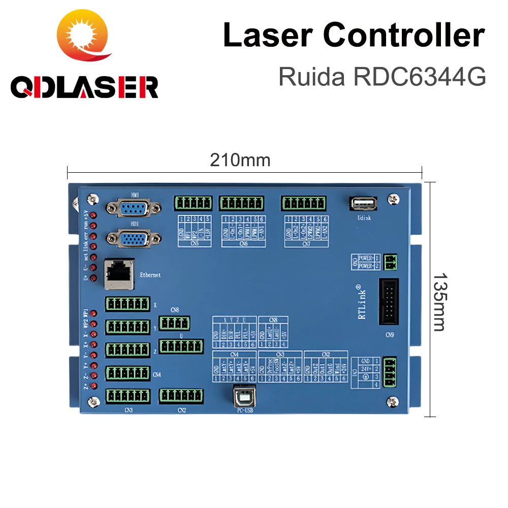 QDLASER Ruida RD RDC6344G 7" Touch Screen CO2 Laser DSP Controller for Co2 Laser Engraving and Cutting Machine DSP RuidaRDC6344G