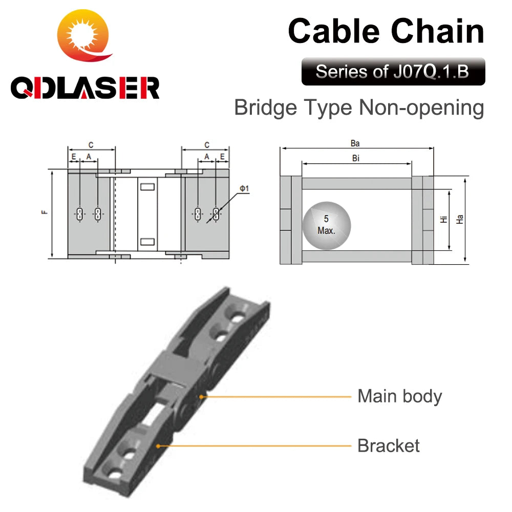 QDLASER Transmission Cable Chain 7*7mm Bridge Type Non-Opening 1 Meter Plastic Towline Transmission Drag Chain for Machine