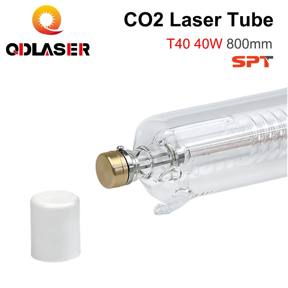 QDLASER SPT T40 40-50W Co2 Laser Tube Length 800mm Dia 80mm for CO2 Laser Engraving and Cutting Machine