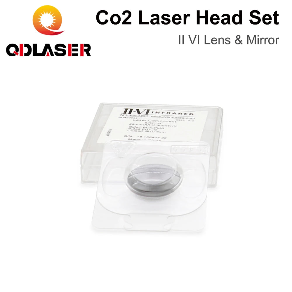 QDLASER CO2 Laser Head Set II VI Lens&Mirror D20 FL50.8 63.5 101.6mm with 25mm Mirrors for Co2 Laser Engraving Machine