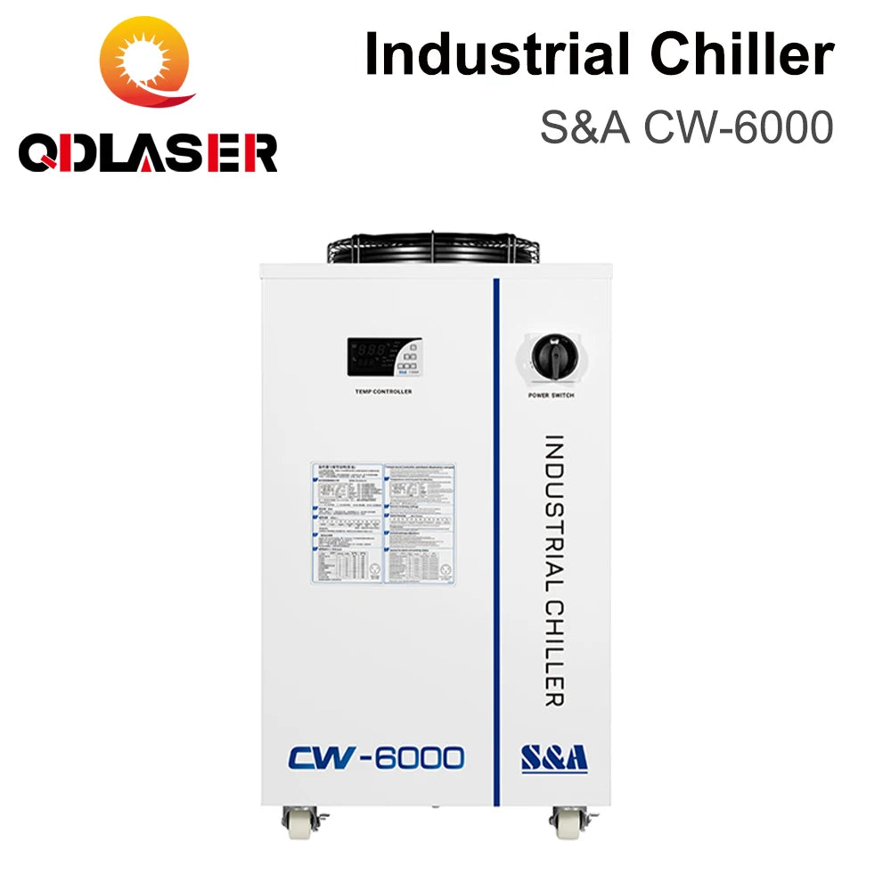 QDLASER CW-6000 S&A Industrial Chiller 50/60Hz 70L/min Flow R-410a Refriferant 50/60Hz for Machine Water Colling System