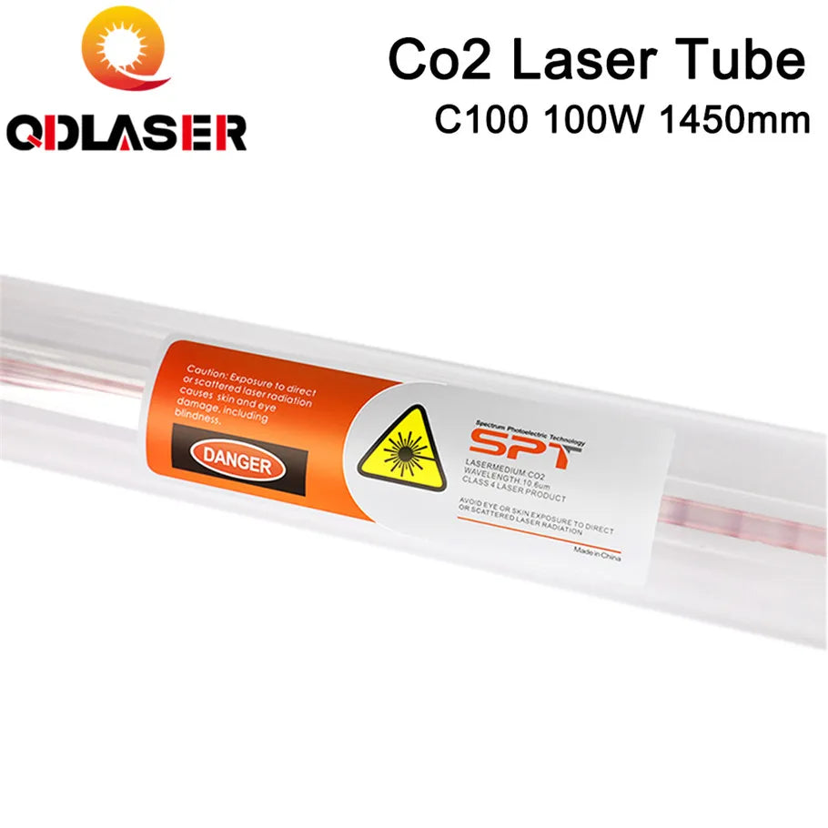SPT C100 Co2 Laser Tube 100w 100W-130W Length 1450mm Dia.80mm for Co2 Laser Engraving and Cutting Machine