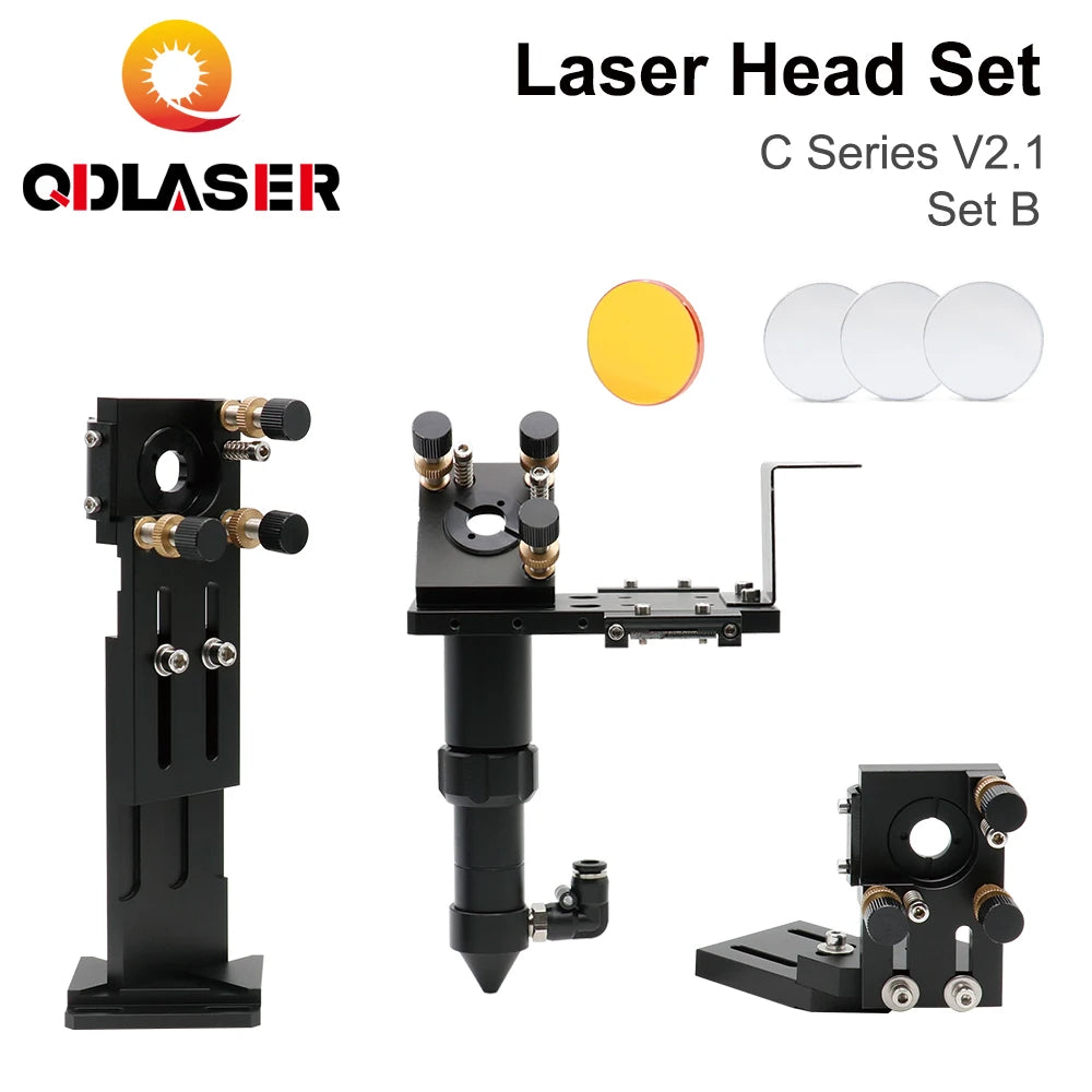 CO2 Laser Head Set C Series Dia.18mm FL38.1&Dia.20 FL50.8/63.5/101.6mmZnSe Focus Lens Dia.25m Mirror for Laser Engraving Machine