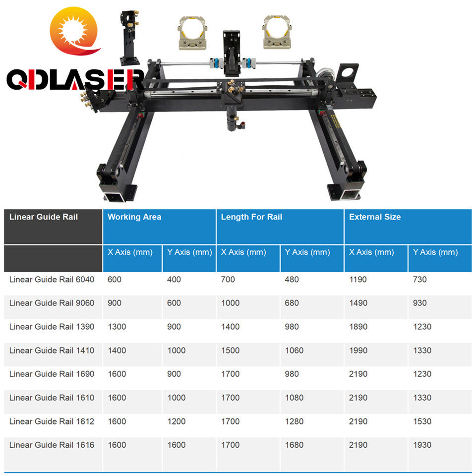 Laser Cutting Machine Parts 6090 CNC Rail Linear Motion Guide Rail Kit With Laser Head