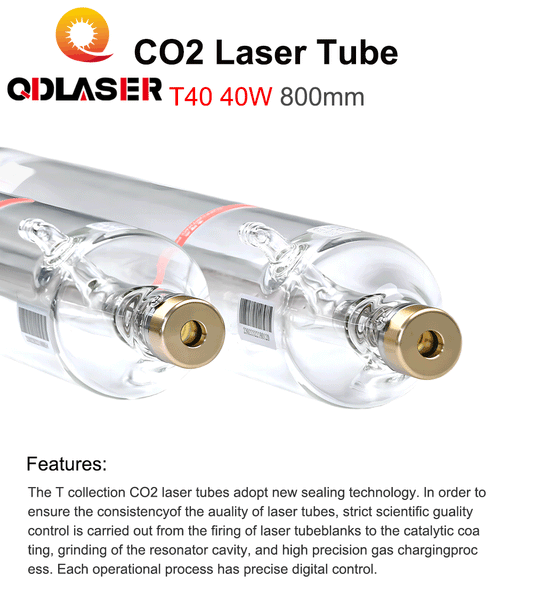 QDLASER SPT T40 40-50W Co2 Laser Tube Length 800mm Dia 80mm for CO2 Laser Engraving And Cutting Machine