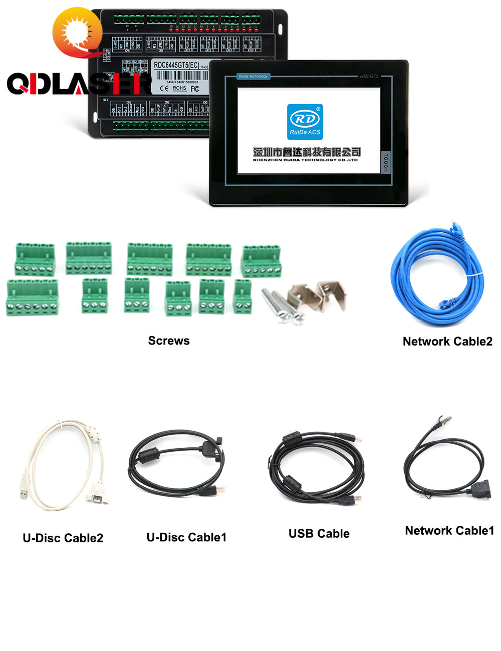 QDLASER Ruida RDC6445GT Laser Machine Controller Board With Black/White Touch Screen for Co2 Laser Cutting Machine