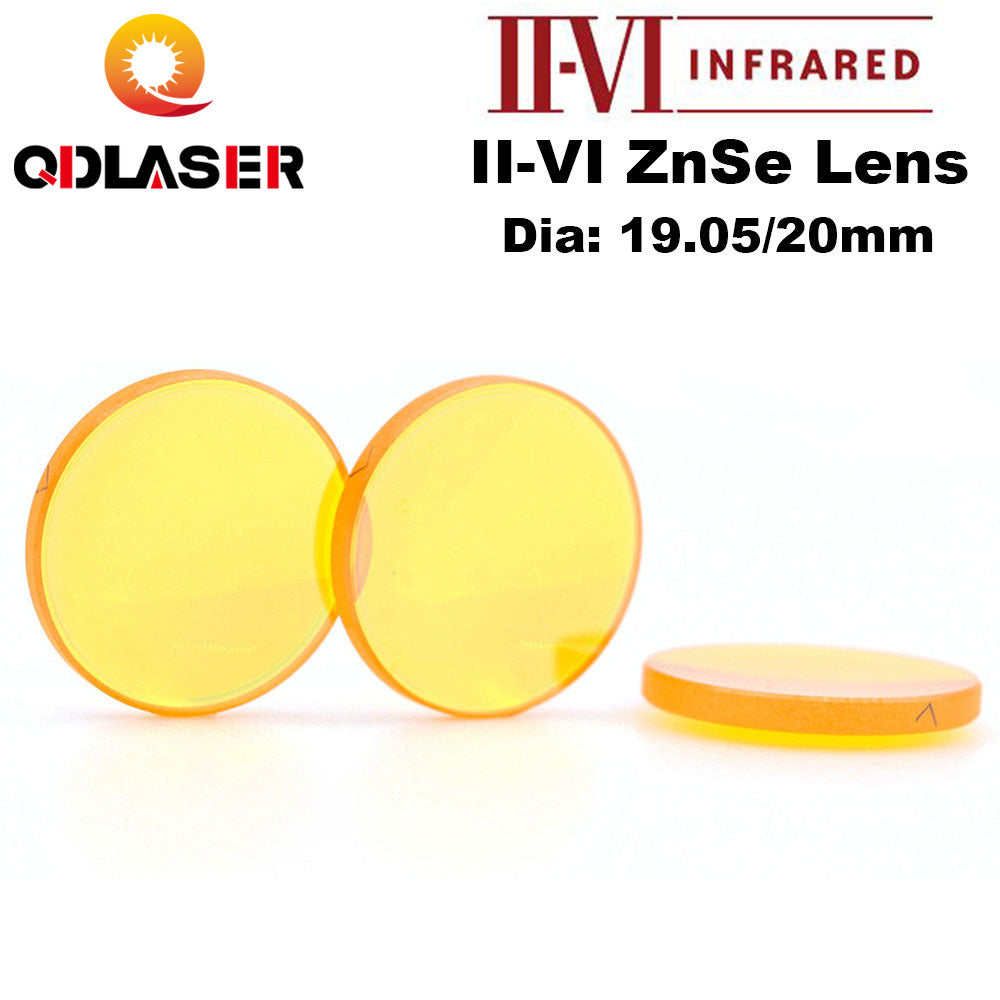 QDLASER II-VI USA CVD ZnSe Focus Lens Dia. 19.05 20mm FL 38.1 50.8 63.5 101.6mm 2-4 for CO2 Laser Engraving Cutting Machine