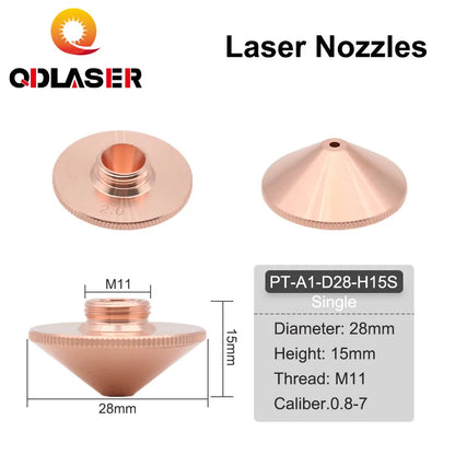 QDLASER Raytools High Quality Laser Nozzle Single Double Layer Dia.28mm Caliber 0.8 - 6.0mm for Precitec WSX Fiber Laser Head