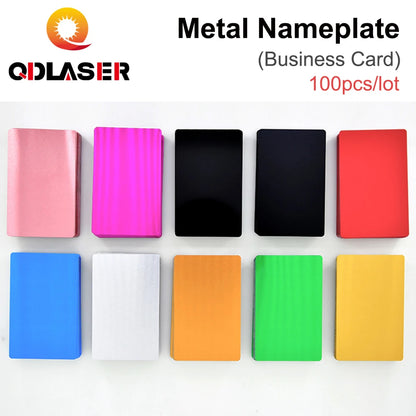 QDLASER 100PCS Metal Nameplate Business Cards Multicolor Aluminium Alloy Material for Laser Marking Machine CO2 Laser Marker