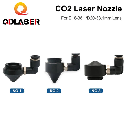 QDLASER CO2 Air Nozzle Dia.18/20mm FL38.1mm Lens Short Nozzle A with Fitting M5 for Laser Head at CO2 Laser Cutting Machine