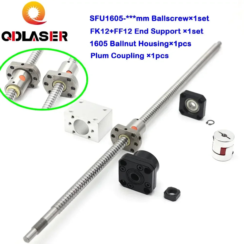 SFU1605 Ball Screw Linear Set C7 Ballnut Nut Housing FK12 FF12 Fixed Floated End Support Plum Coupling for CNC Machine Parts