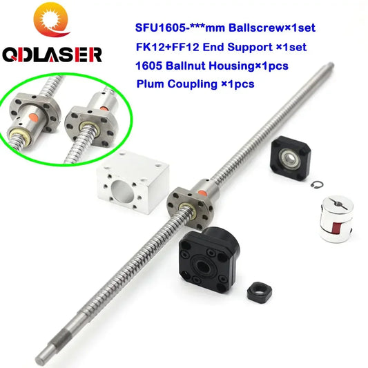 SFU1605 Ball Screw Linear Set C7 Ballnut Nut Housing FK12 FF12 Fixed Floated End Support Plum Coupling for CNC Machine Parts