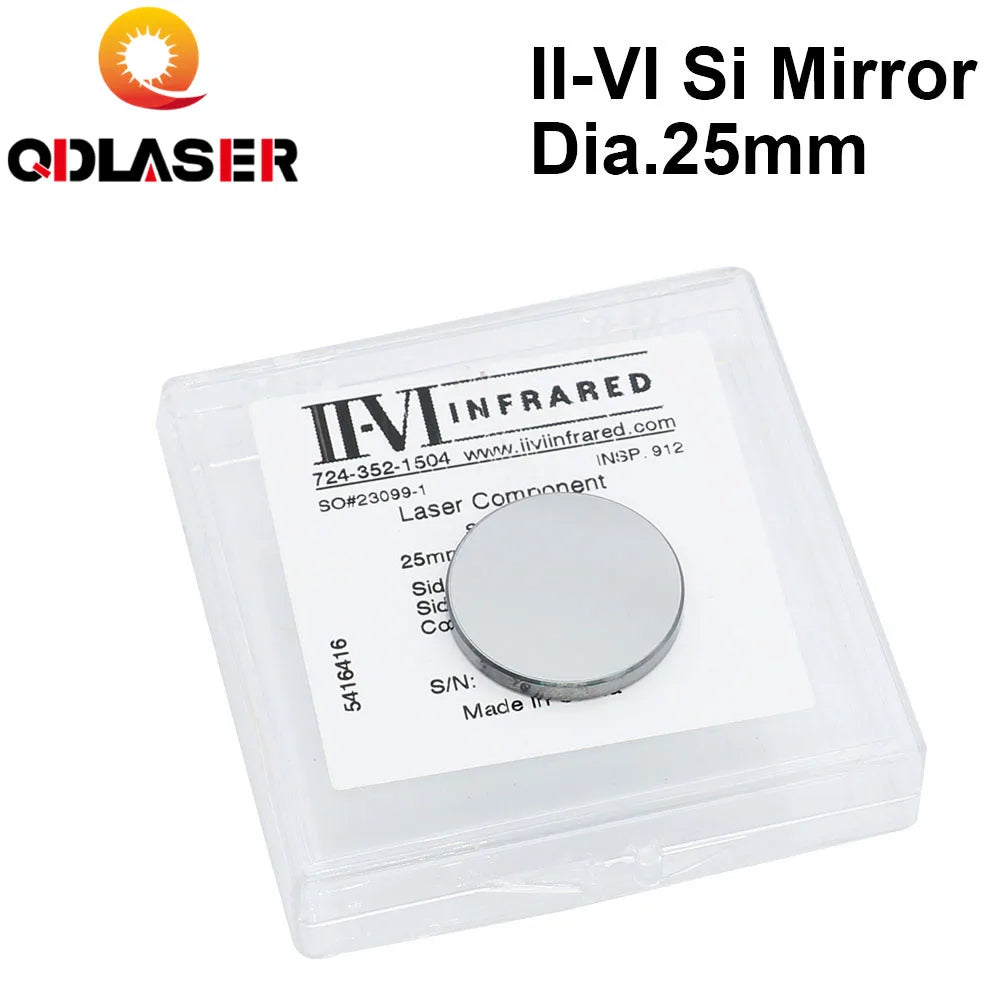 QDLASER II-VI CO2 Laser Si Mirror Dia. 25mm Thk.3mm 10.6um LPMS Coating for CO2 Laser Engraving Cutting Machine Free Shipping
