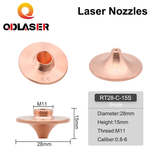 QDLASER Laser Nozzles Single Double Layer Dia.28mm Caliber 0.8 - 4.0 for FIBER Laser Cutting Head