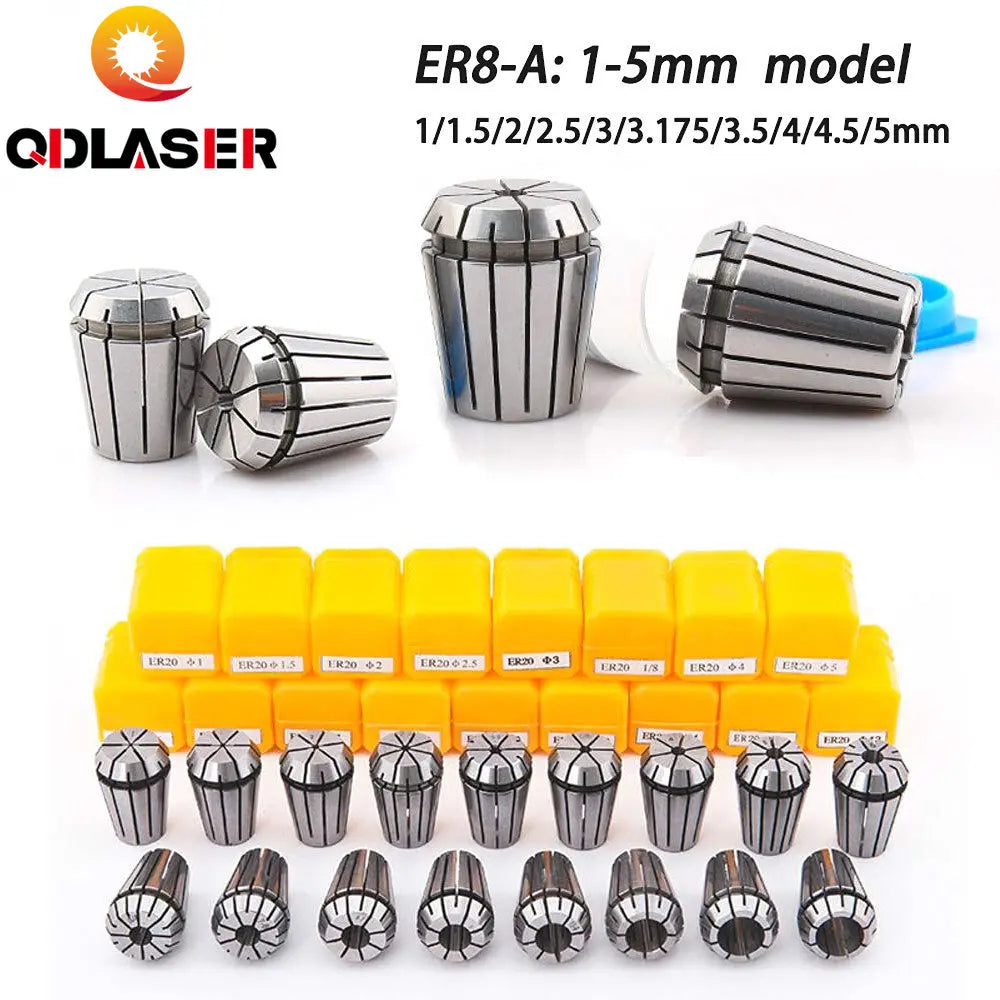 QDLASER Collet Chuck CNC Spindle ER8A Lathe Tool Holder Set 1-5mm for CNC Engraving Milling Lather Tool
