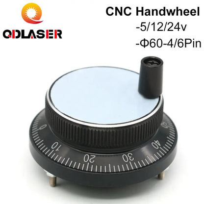 QDLASER Black CNC Pulser Handwheel 5/12/24V 4/6pin Pulse 100 Manual Pulse Generator Tangan Roda Mesin CNC 60 Mm Rotary Encoderb
