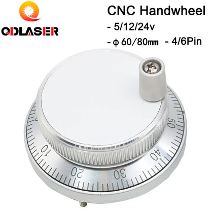 QDLASER hand wheel5V 6pin Pulse 100 Manual Pulse Generator Hand Wheel CNC Machine 60mm 80mm Rotary Encoder Free Shipping