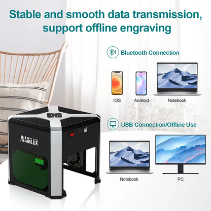 QDLASER Laser Engraver Wainlux K6 Mark Printer Cutter Woodworking Machines Plastic 3000mw Bluetooth Mini Engraving Machine