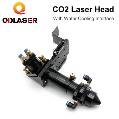 QDLASER CO2 Laser Head Set 25mm with Water Cooling Interface Mirror Dia. 30/Lens Dia. 25 FL 63.5&101.6 Integrative Mount Holder