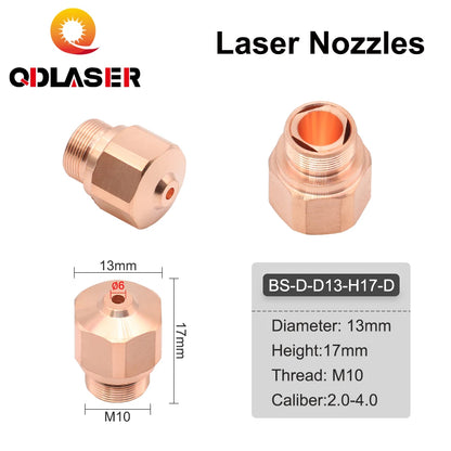 QDLASER NK Series OEM Dia.13mm M10 Caliber1.0-3.0mm Height17mm Laser Nozzle Double Layers for Fiber Laser Cutting Head