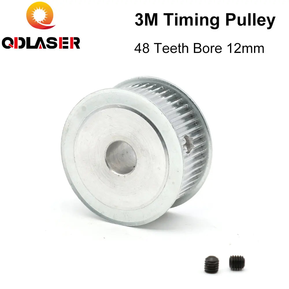 QDLASER 3M48 Teeth HTD 3M Timing Pulley Bore 6/8/10/12/14/15/19/20mm for Width 20mm AF/BF Aluminium HTD3M Synchronous Belt 48T