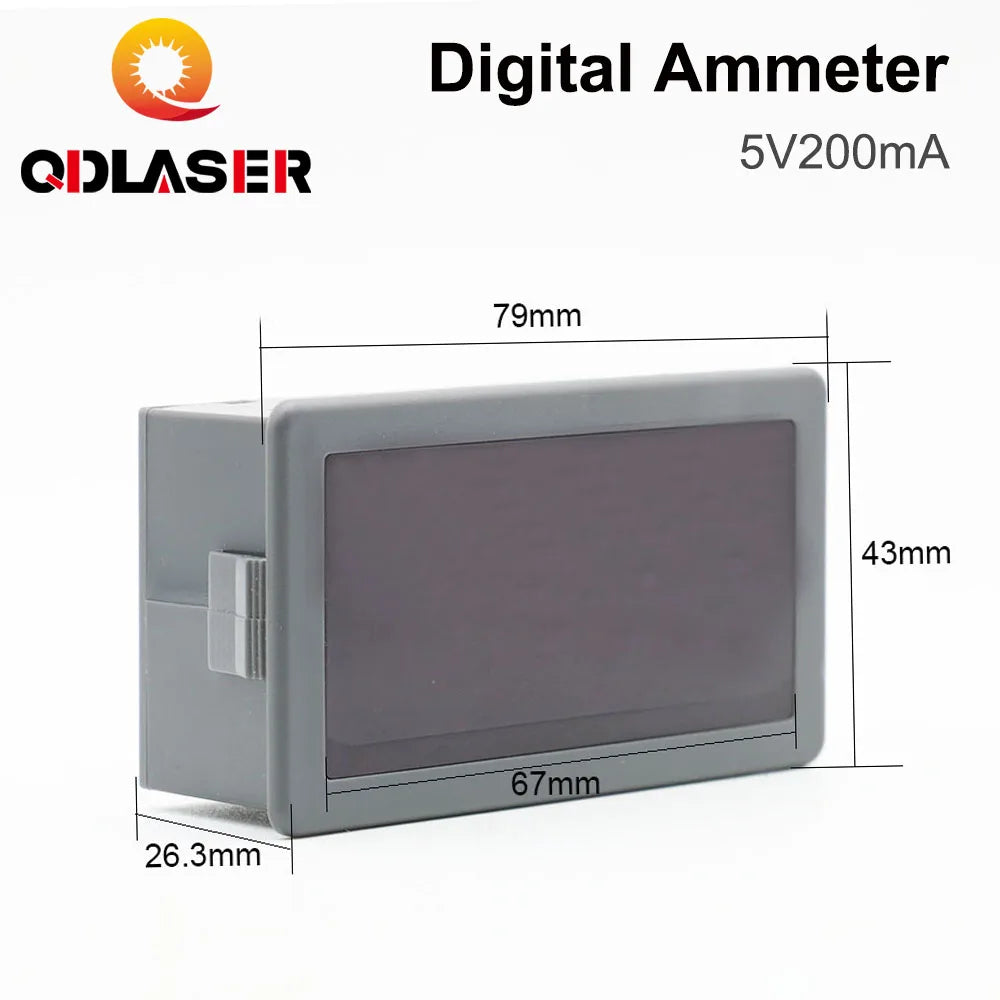 QDLASER 200mA LED DIgital Ammeter Voltage Current Meter Volt Detector Tester Monitor Panel 5V for Co2 Laser Machine Power System