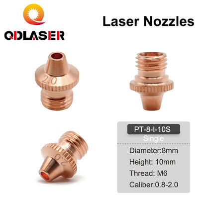 QDLASER Laser Cutting Nozzle KN TAK 3D PT-10 / PT-8 Dia.8 & 10mm Thread M6 for Precitec LightCutter P0494-785-00008 Laser Head