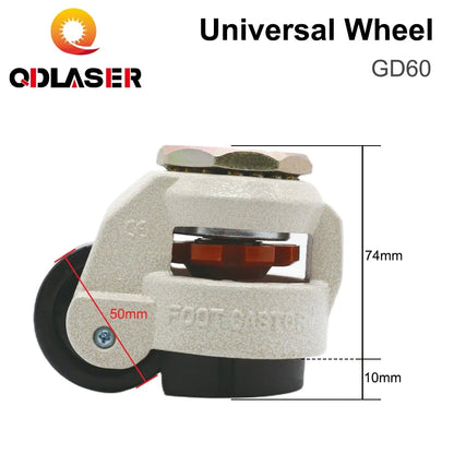 QDLASER Machines Universal Wheel GD-60S 10mm Adjustable M12 Standard Thread for CO2 Laser Cutting & Engraving Machine