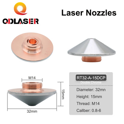QDLASER Raytools Laser nozzles Dia.32mm H15 Caliber 0.8-6.0 Single/Double Layers Laser Nozzles For fiber optic cutting machines