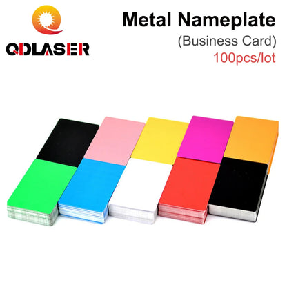 QDLASER 100PCS Metal Nameplate Business Cards Multicolor Aluminium Alloy Material for Laser Marking Machine CO2 Laser Marker