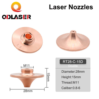 QDLASER Laser Nozzles Single Double Layer Dia.28mm Caliber 0.8 - 4.0 for FIBER Laser Cutting Head