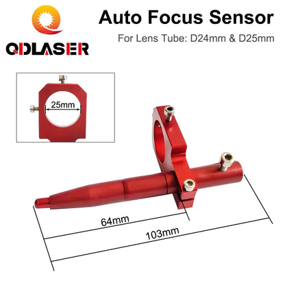 QDLASER Auto Focus Focusing Sensor Lens Tube D24 /D25mm Z-Axis For Automatic Motorized Up Down Table CO2 Laser Engraving machine