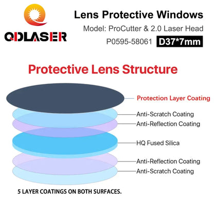 PRECITEC Lens Protective Windows D37x7 P0595-58601 Original Lenses for Fiber Laser ProCutter /2.0 Head 30KW Optical Silica Glass